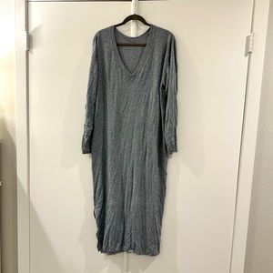 The Drop, gray sweater dress, v neck and crew neck, size L